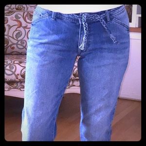 Armani crop jeans with braided belt. Size 4